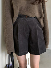 Korean Chic Pants Autumn Vintage Pantalones De Mujer Niche High Waist Pleated Pant Loose Wide Leg Corduroy Shorts Women