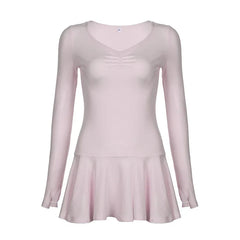 Cute Pink Fold A-Line Mini Dress
