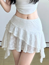 Sweet Lace Irregular Lace Up Women's Mini Skirts Solid Elegant Gentle Classical Skirts High Fashion