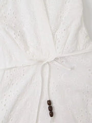 Hollow Out Embroidery Long Dress 2025 New Summer Sleeveless Halter Neck Vacation Beach Women Dress Fashion Backless White Dress