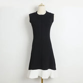 A-line Metal Butto Elegant Short Dress 2025 Knitting Chic Casual New Summer Dress O Neck Sleeveless Chic Summer Dress Vestidos