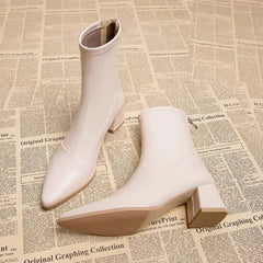 Ankle Boots for Women's Thick Heel Spring Summer Autumn Single Boots New Pointed High Heels Shoes Mid-heel Fashion