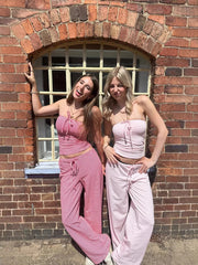 Stripe Tube Top And Long Trouser Sweet Chic Summer Outfits Strapless Tank + Wide Leg Pant Set 2025 New Casual Knit Women Sets