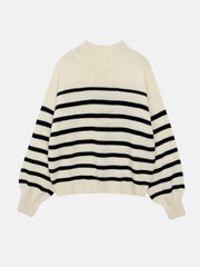 spring Korean long sleeve T-shirt women's stripes with loose round neck long sleeve stitching pure cotton knitted jacket