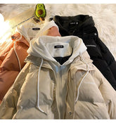 Korean fashion Version Winter Leisure Cotton Clothes Women Y2K Multi-functional Fake Two Pocket Zipper Down Jacket Thick Coat