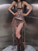 Mesh Patchwork Ruffles Design Short Dress