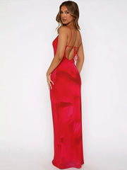 Lace-Up Print Backless Dress Women Summer Trend Sexy Spaghetti Strap Sleeveless Slim Midnight Clubwear Party Vestidos