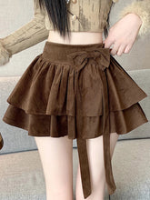 Sweet Bow Cake Skirts Women Vintage Slim High Waist Sexy Mini A Line Skirt Korean Preppy Style Fall Winter Dance Skirt New