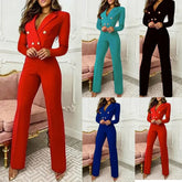 Pbong Women's Slim Fit Long Sleeve Jumpsuit Autumn Winter New Style Cross-Border Professional One-Piece Suit Chinese Brand AE Stock