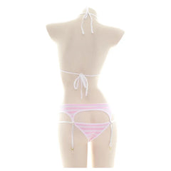 Sexy Bikini Set Women Strap Underwear Stripe Cute Lingerie Micro-Bikinis Swimwear Japanese Schoolgirl Anime Cosplay