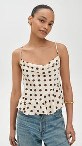 Fashion Polka Dot Print Camisole 2025 New Backless Lace-up Beige Sexy Summer Tank Chic Ruffle Patchwork Slim Top Vest For Women