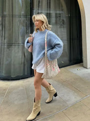 Round Neck Loose Casual Knitted Women Pullovers Fashion Long Sleeve Basic Sweater New Autumn Winter Female Warm Knitwear