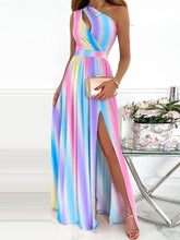 Pbong Ladies Sexy Hollow Out Sleeveless Party Dress Women Elegant Off Shoulder Split Long Dress Fashion Printing Femme Dress Vestidos