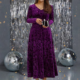 Pbong Plus Size Fashionable Velvet Long Sleeve Dress Women's Elegant Slimming Spring Autumn New Style 3D Pressed Flower Large Size ...