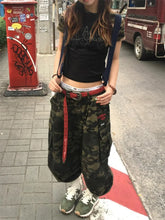 Punk Shorts Street Casual Summer Women Camouflage Harajuku Vintage High Waist Loose Shorts Y2K Wide Leg Baggy Denim Shorts