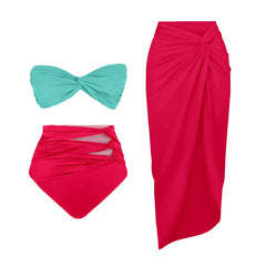 Push Up Bikini Set With Cover Up Sexy Swimwear Women Patchwork Swimsuit High Waist Biquini Female Bathingsuit Bodysuit Beachwear