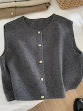 Streetwear Casual Cardigan Vest Women O Neck Simple Knitted Tops Fall Female Korean Sleeveless Fashion Sweater Vest Jacket