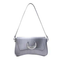Y2k Silver Handbags Women High Street Chain Half Moon Shoulder Bag Female Vintage Harajuku Messenger Bags Aesthetic