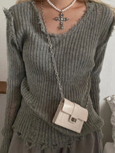 Hole Style Pit Strip Sweater Female Solid Color Pullover O-collar Streetwear Top Vintage Y2K Clothes Sueters De Mujer