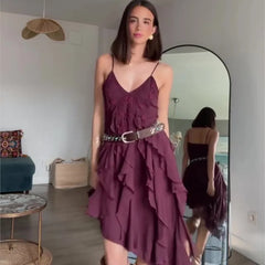 Fashion Irregular Embroidery Multi-layer Summer Dress New V-neck Boho Vacation Short Dress Y2K Streetwear Female Clothing
