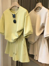 Summer Outfits for Women Solid O-neck Women Suit Casual Loose Short-sleeved Tops Two Piece Sets Womens Outifits Short Sets