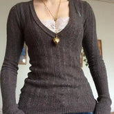Woman's Autumny Clothes 2k 90s Sweater Fairycore V Neck Long Sleeve Tops Vintage Aesthetic Women Knitwear Slim Female Pullovers