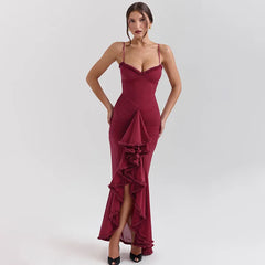 Ladies Autumn Feather New Fashion Evening Party Dress Women Sleeveless Backless Side Slit Bodycon Maxi Dresses Club Streetwear
