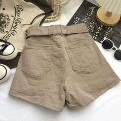 Summer Safari Style Women Denim Pantskirt High-waist Short Slim A-line Jean Skirts Lady Anti-expose Lining Wide-leg Shorts