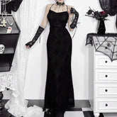 New Vintage Elegant Gothic Dress Women Sexy Streetwear Fairy Y2K Grunge Aesthetic Cross Pattern Spaghetti Strap Party Dress
