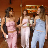 Stripe Tube Top And Long Trouser Sweet Chic Summer Outfits Strapless Tank + Wide Leg Pant Set 2025 New Casual Knit Women Sets