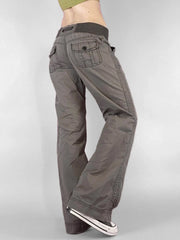 American Retro Causal Solid Women's Jeans Straight Loose Fashion Trendy All-Match Drawstring Trousers