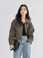 Streetwear Y2K Cargo Jacket Women Vintage Casual Long Sleeve Fall Short Coat Harajuku American Retro Pockets Bf Outwear Top