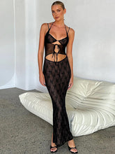 Hollow Out Print Back Split Maxi Dress Women Gown Summer New Black Sleeveless Bodycon Sexy Party Long Dress Vestidos