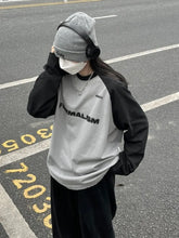 Basic Cotton Long Sleeve Gray Tshirt Harajuku Vintage Streetwear Oversize Loose Patchwork T Shirt Korean Top Autumn