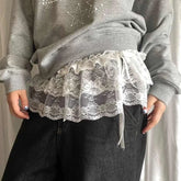 Korean Style Lace Mini Skirts Women Elegant Sweet Lolita Short Skirts Cute High Waist Y2k Streetwear Black Ruffle Skirt