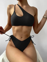 One Shoulder Bikinis Women Cut Out String Swimsuit Solid Sexy Swimwear Female Bathers Bathing Swimming Swim Suit Beachwear