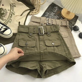 Summer Safari Style Women Denim Pantskirt High-waist Short Slim A-line Jean Skirts Lady Anti-expose Lining Wide-leg Shorts