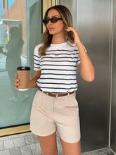 Women Striped Casual Versatile T-Shirt Graphic Tees Round Neck Loose Classic Short Sleeve Vacation Entertainment Commuter Top