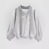 Autumn Pullovers 2025 Women's Korean Simple Long Sleeve V-Neck Loose Fit Daily Basic Pullovers