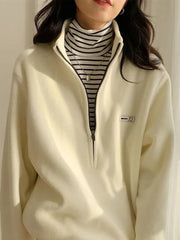 Korean Warm Fleece Hoodies Women Casual Kpop Fashion Plus Velevt Sweatshirt Top Autumn Winter
