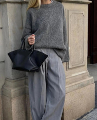 Round Neck Loose Casual Knitted Women Pullovers Fashion Long Sleeve Basic Sweater New Autumn Winter Female Warm Knitwear