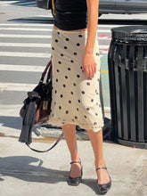 Elegant England Style Dot Print Women Mid-Length Skirt Edible Free Fungus Simple High Fashion Women Long Skirt