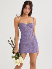 High Quality Women Summer Dress New Arrivals Purple Bodycon Party Dress Lace Vintage Dress Cleberity Evening Club Dress