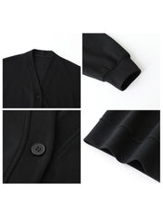 Korean Autumn Winter Women's Sports Coat Casual Loose V-neck Sweatshirt for Women Thick Warm Tops Office Lady Female