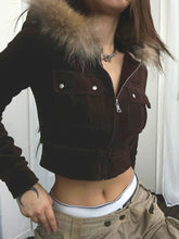 Autumn Trendy Velvet Short Women's Coat Zipper Faux Collar Hooded Simple All-Match Jackets Fashion New
