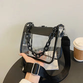 Clear Crossbody Bag for Women PVC Transparent Single Shoulder Chain Portable Messenger Bags Small Square Satchel Bag Girls Gift