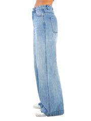 Pbong Women Jeans High Waist Wide Leg Pants with Pockets Fashion Casual Long Trousers