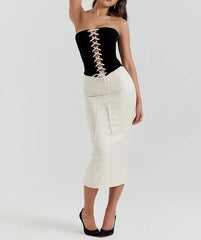 Elegant Sexy Skirt Two Piece Set Women Strapless Bandage Crop Top And Maxi Skirt Female Fashion Club Party Sexy Sets