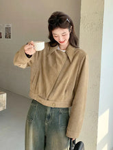 Retro Biker Faux Suede Jacket Women Fall Casual Long Sleeve Slim Short Coat Streetwear American Hip Hop Harajuku Tops New