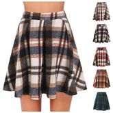 Pbong Retro Patchwork Mini Skirt Casual Checkered Half-length Skirts Elegant Commute Style Polyester Blend Cross-Border Fashion